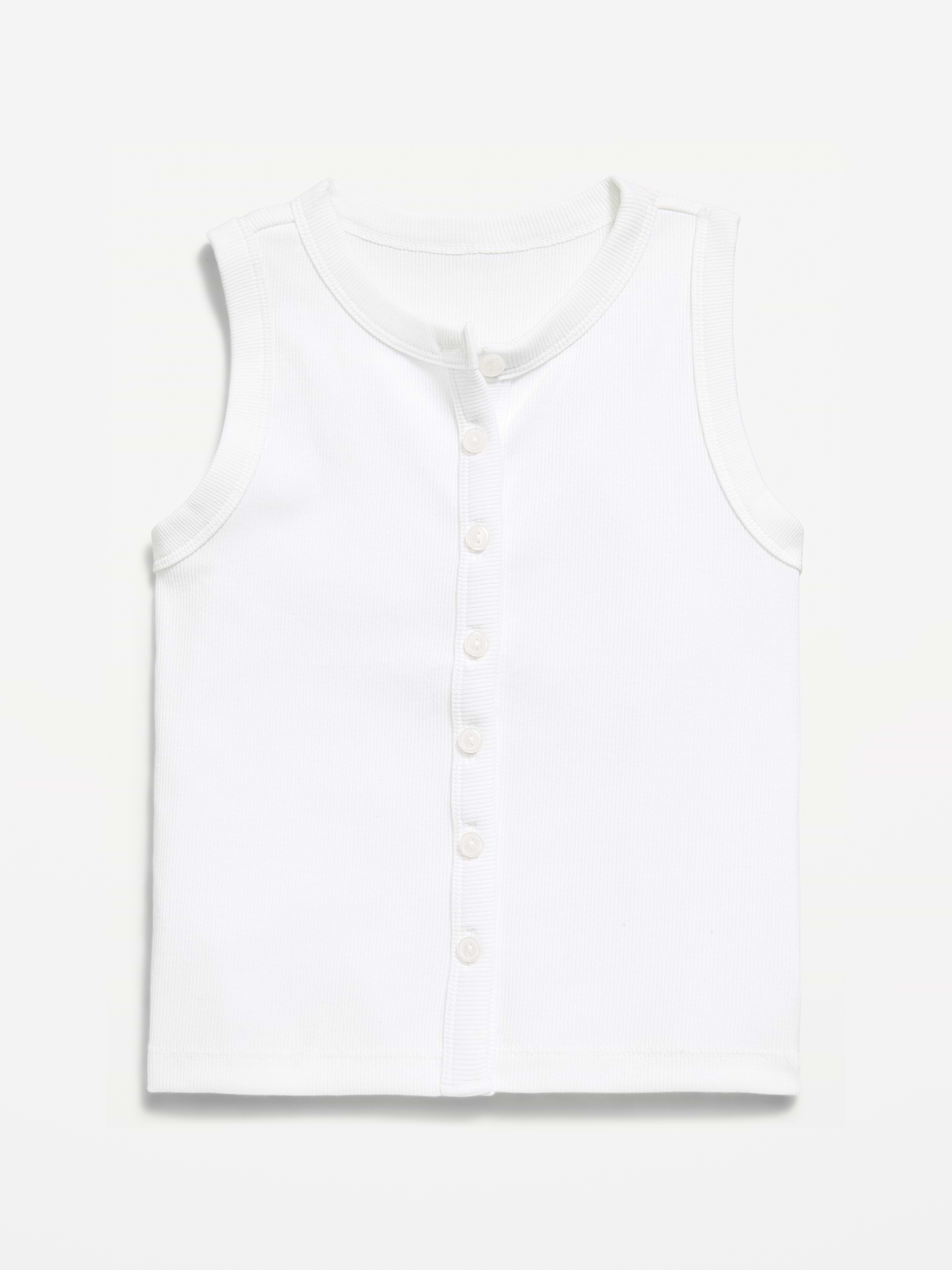 Fitted Sleeveless Ribbed Button-Front Top for Girls