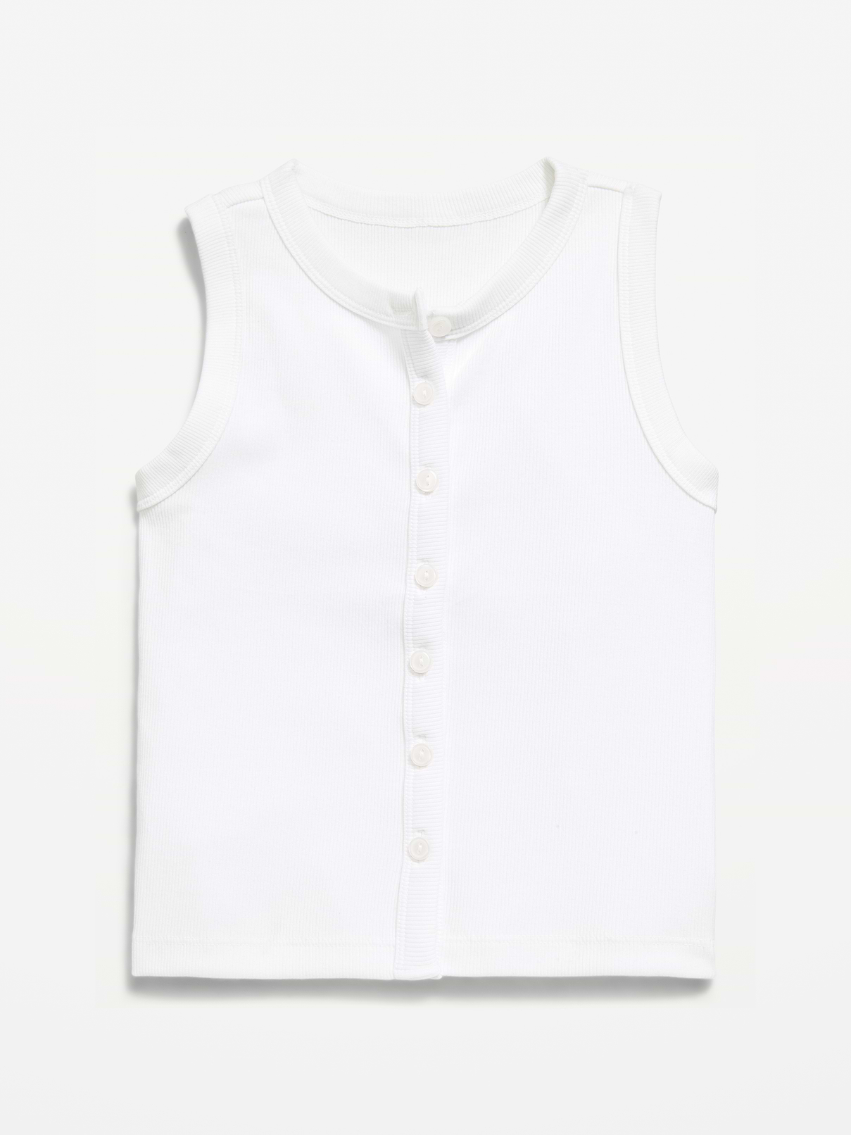 Image number 1 showing, Fitted Sleeveless Ribbed Button-Front Top for Girls