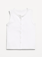 Image number 2 showing, Fitted Sleeveless Ribbed Button-Front Top for Girls