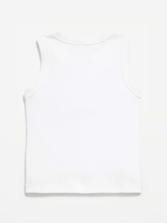 Fitted Sleeveless Ribbed Button-Front Top for Girls