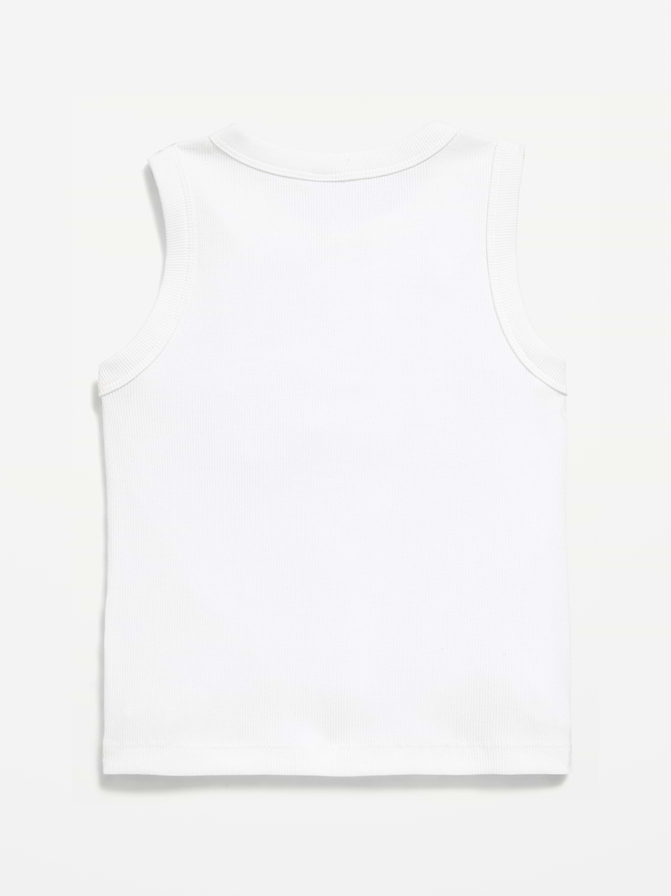 Image 3 of 4, Fitted Sleeveless Ribbed Button-Front Top for Girls