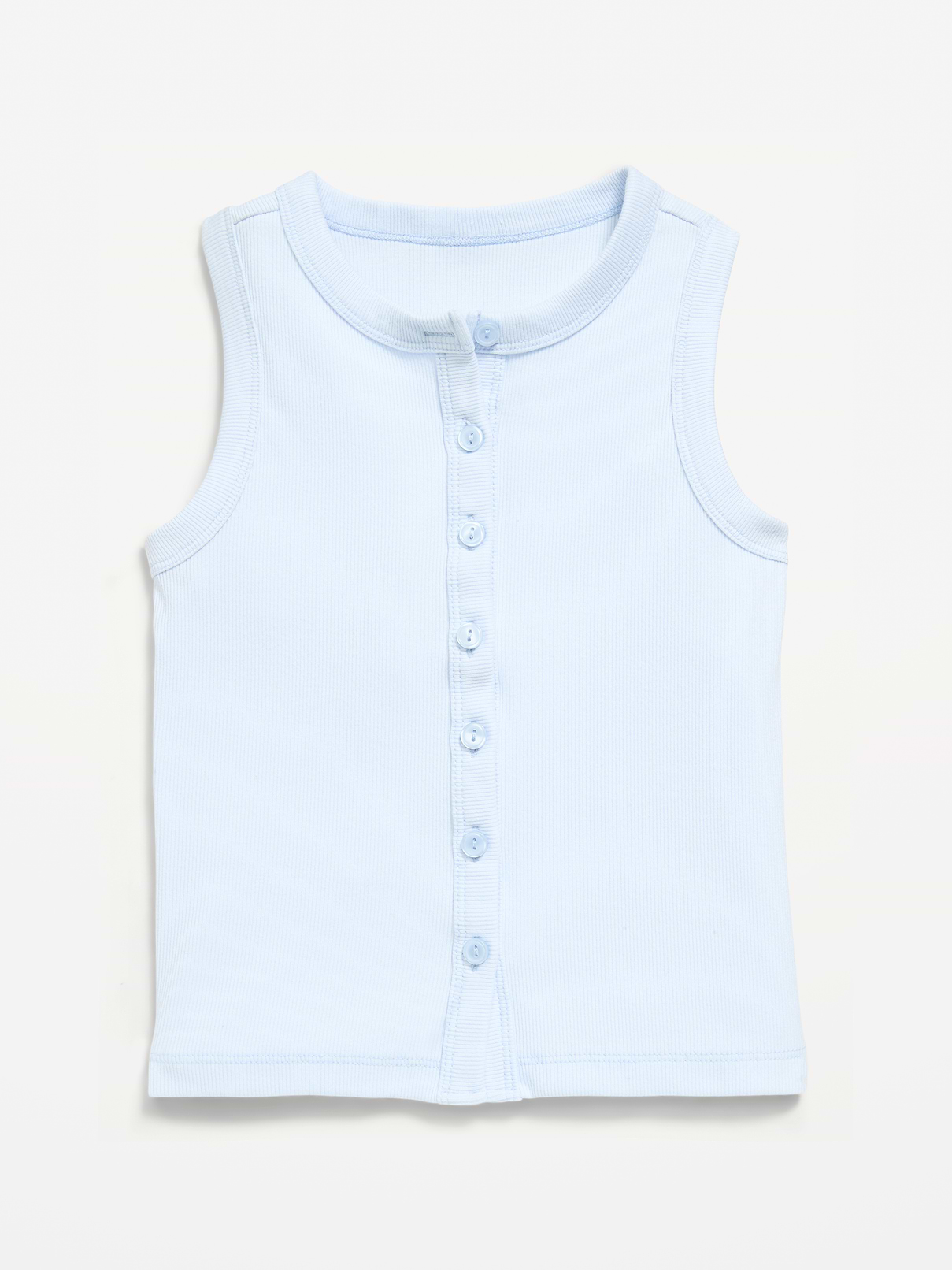 Image number 2 showing, Fitted Sleeveless Ribbed Button-Front Top for Girls