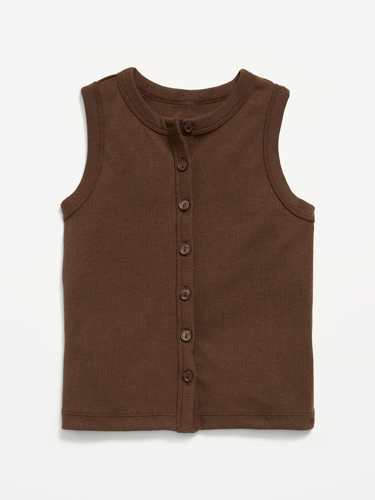 Image number 1 showing, Fitted Sleeveless Ribbed Button-Front Top for Girls