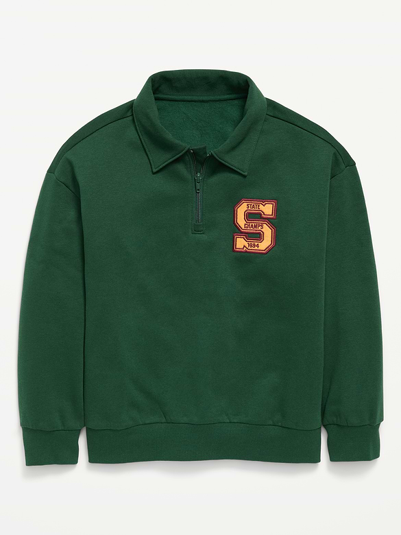 Oversized Collared Fleece Quarter-Zip for Boys