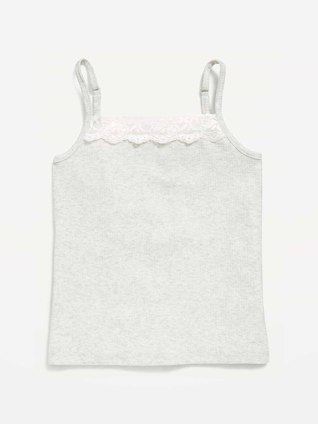 Image number 1 showing, Fitted Ribbed Lace-Trim Cami for Girls