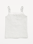 Image number 1 showing, Fitted Ribbed Lace-Trim Cami for Girls