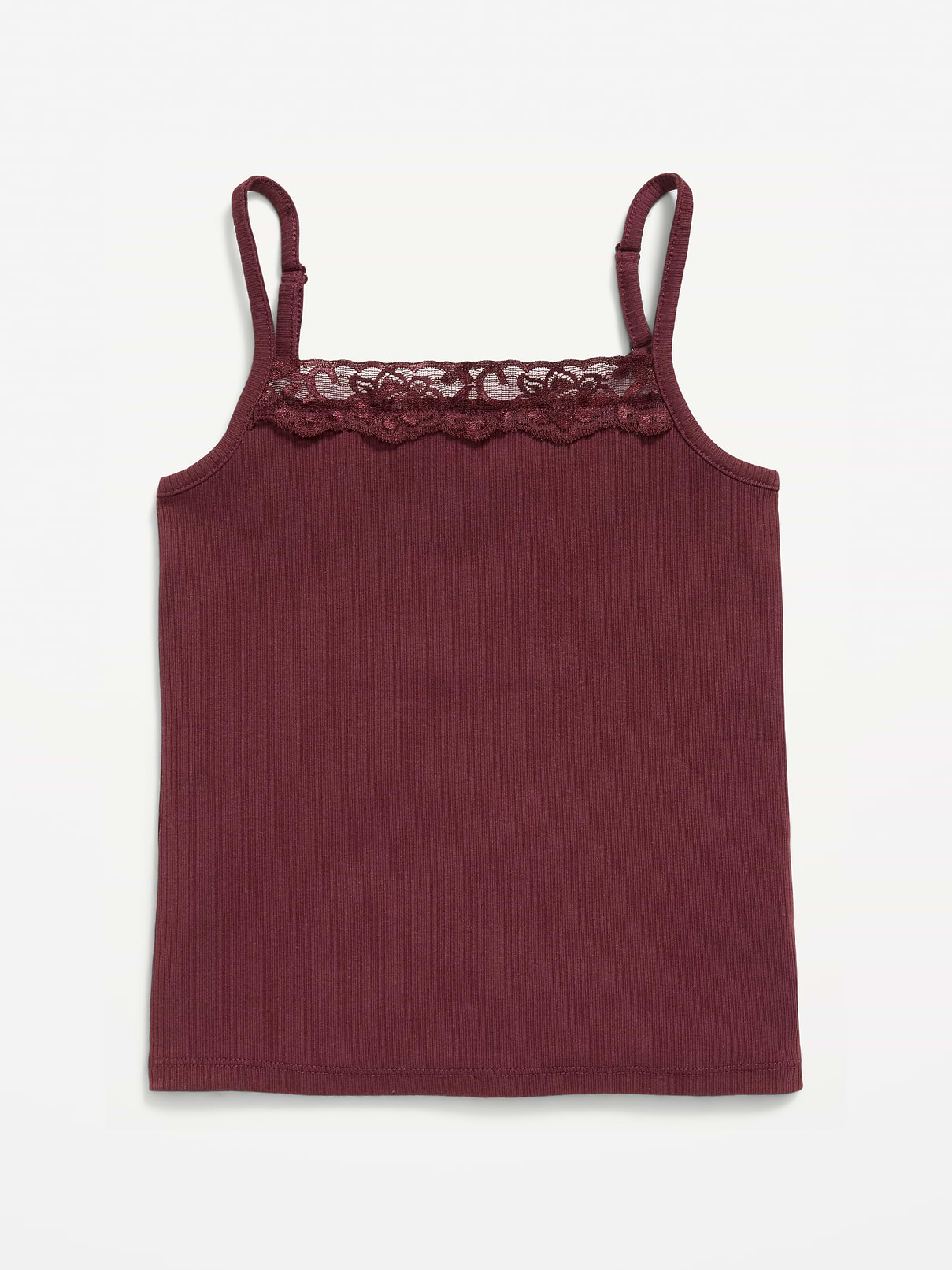 Image number 1 showing, Fitted Ribbed Lace-Trim Cami for Girls