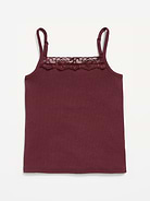 Image number 1 showing, Fitted Ribbed Lace-Trim Cami for Girls