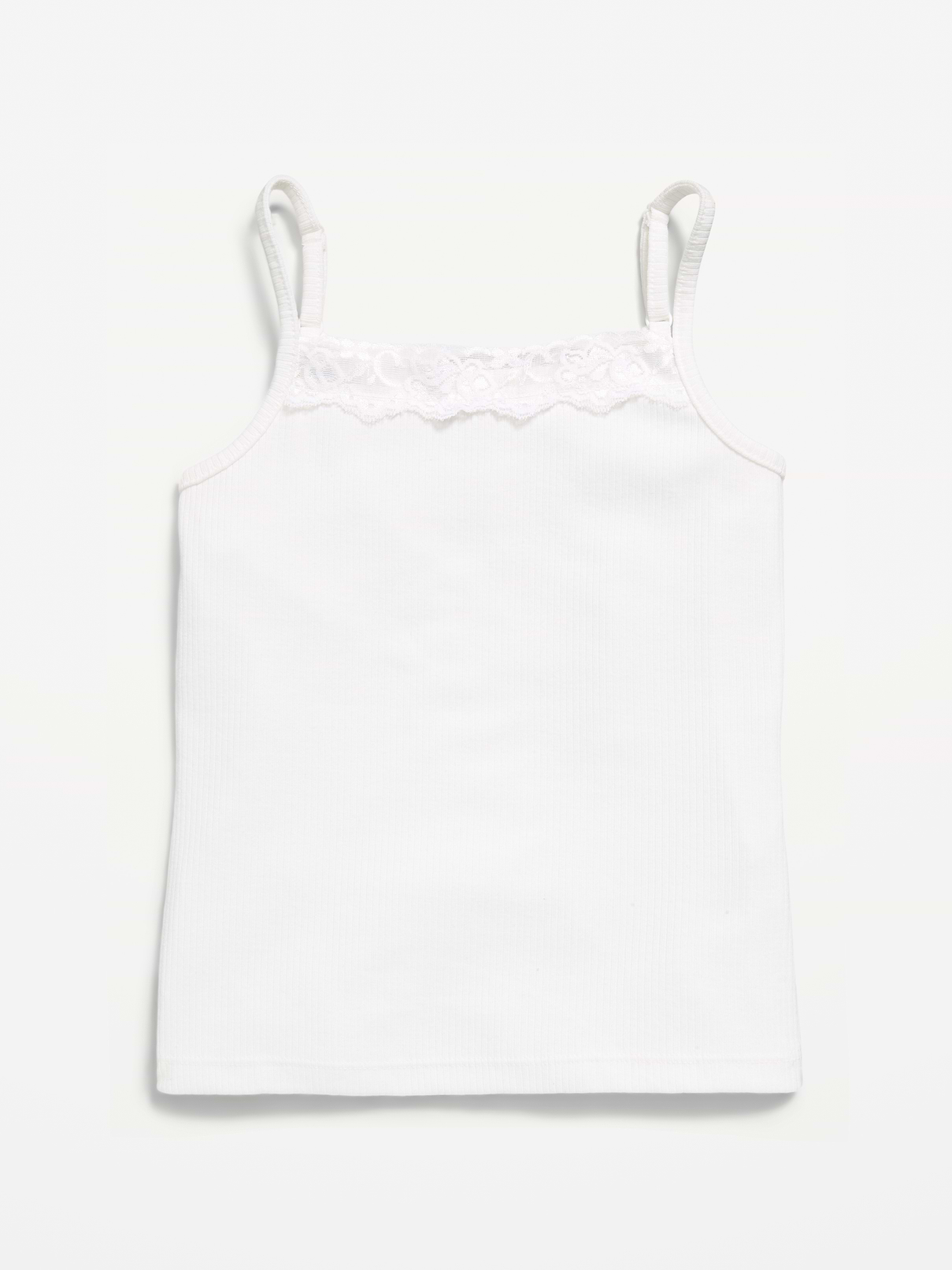 Image number 1 showing, Fitted Ribbed Lace-Trim Cami for Girls