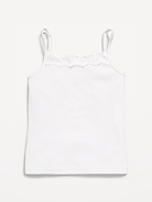 Image number 1 showing, Fitted Ribbed Lace-Trim Cami for Girls