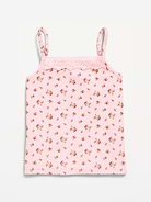 Image number 1 showing, Fitted Ribbed Lace-Trim Cami for Girls