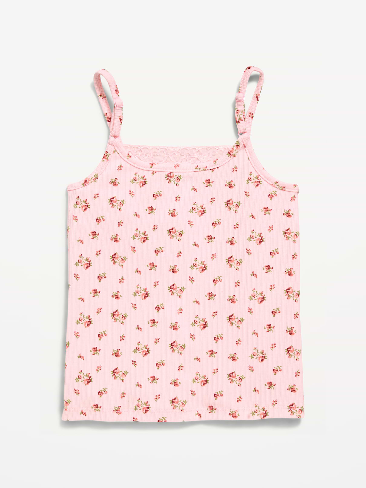 Image number 2 showing, Fitted Ribbed Lace-Trim Cami for Girls