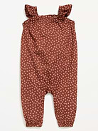Image number 1 showing, Printed Sleeveless Textured Ruffle-Trim Jumpsuit for Baby
