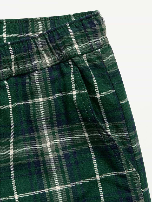 Pull-On Baggy Plaid Flannel Pants for Boys