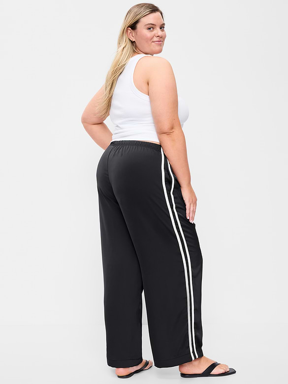 High-Waisted Satin Track Pants