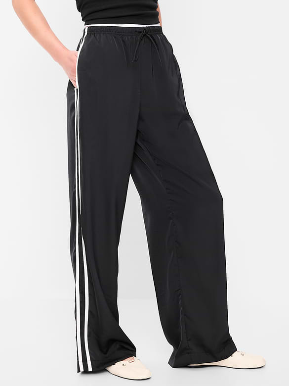 High-Waisted Satin Track Pants