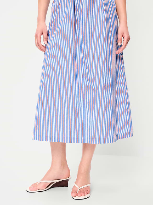 Sleeveless Wrap-Waist Midi Shirt Dress