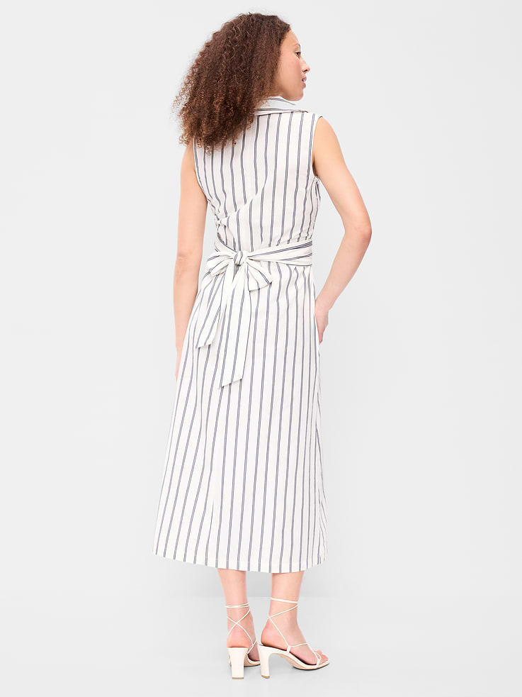 Image number 2 showing, Sleeveless Wrap-Waist Midi Shirt Dress