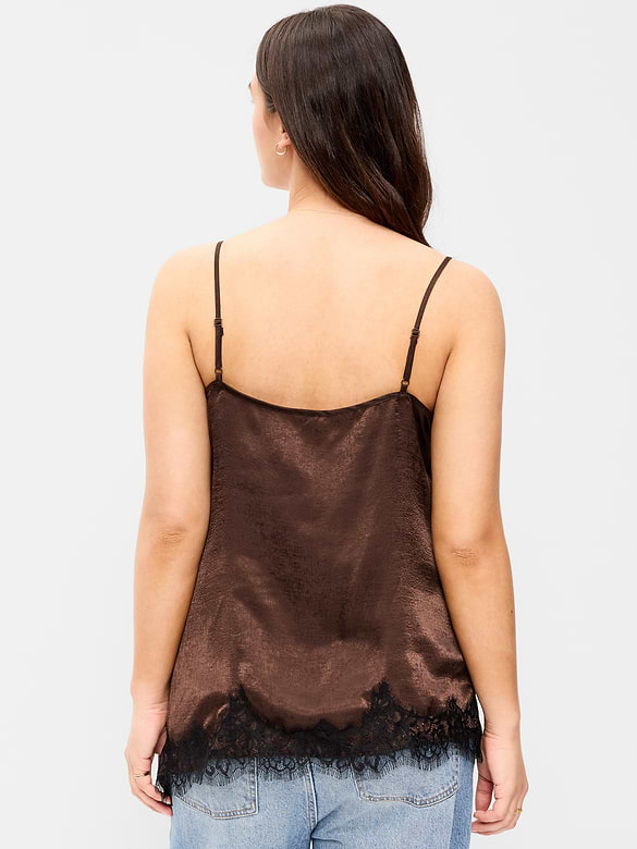 Asymmetrical Lace-Trim Cami Top