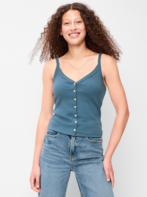 Button-Front Cami Tank Top