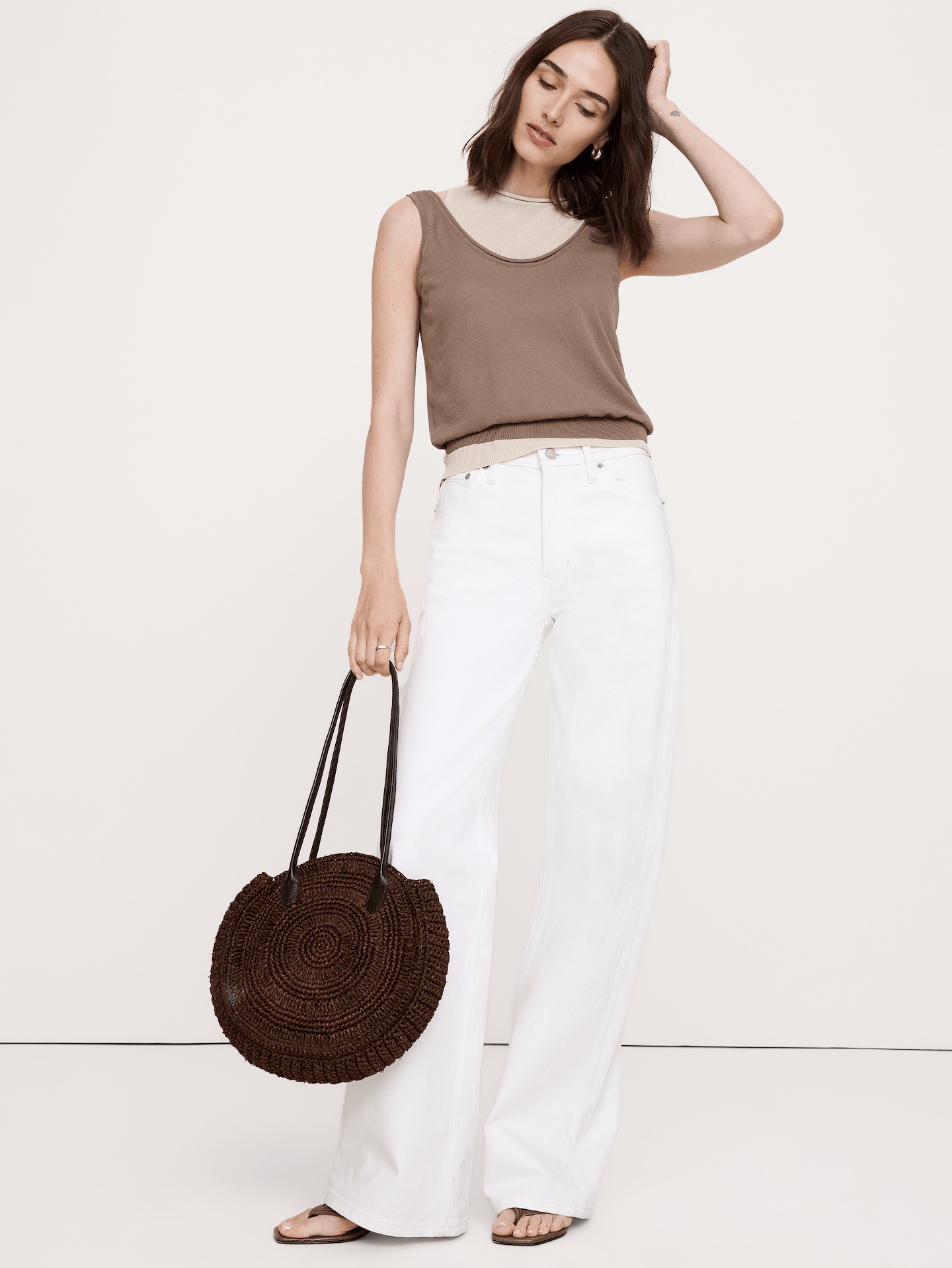 Image number 1 showing, Sheer Ultra-Fine Cotton Layered Tank