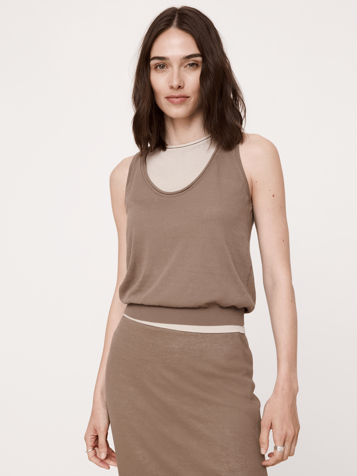 Image number 6 showing, Sheer Ultra-Fine Cotton Layered Tank