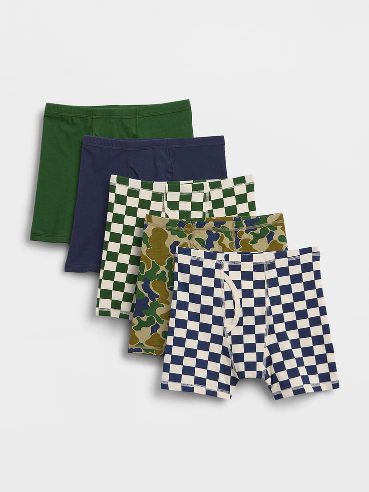 Image number 1 showing, Kids Organic Stretch Cotton Boxer Briefs (5-Pack)