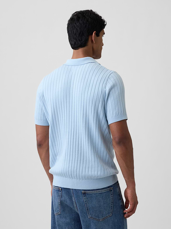 Ribbed Johnny Collar Polo Shirt
