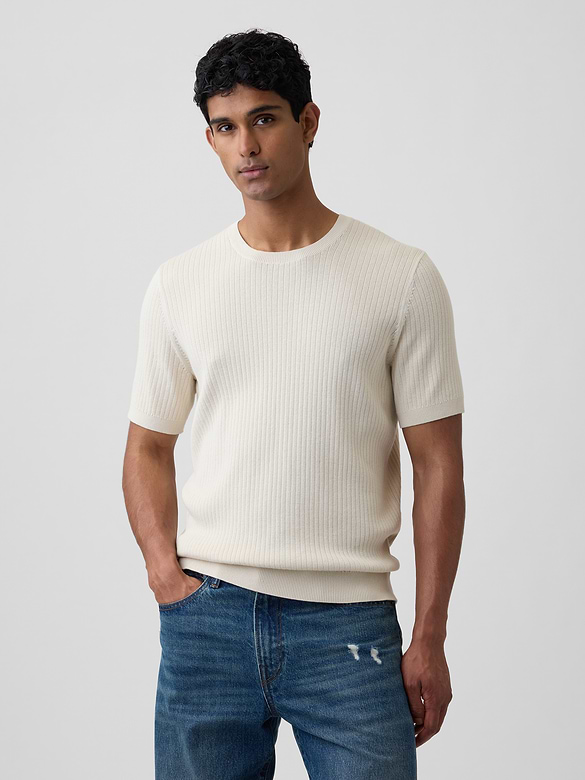 Ribbed Crewneck Sweater T-Shirt