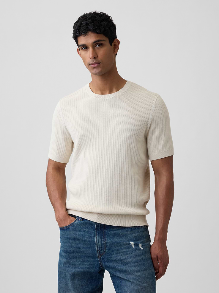 Image number 1 showing, Ribbed Crewneck Sweater T-Shirt