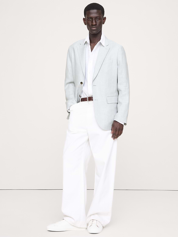 Tailored Slim-Fit Herringbone Linen-Merino Suit Jacket