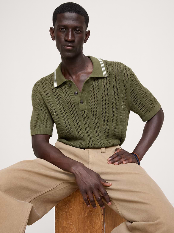 Cotton Zig-Zag Sweater Polo