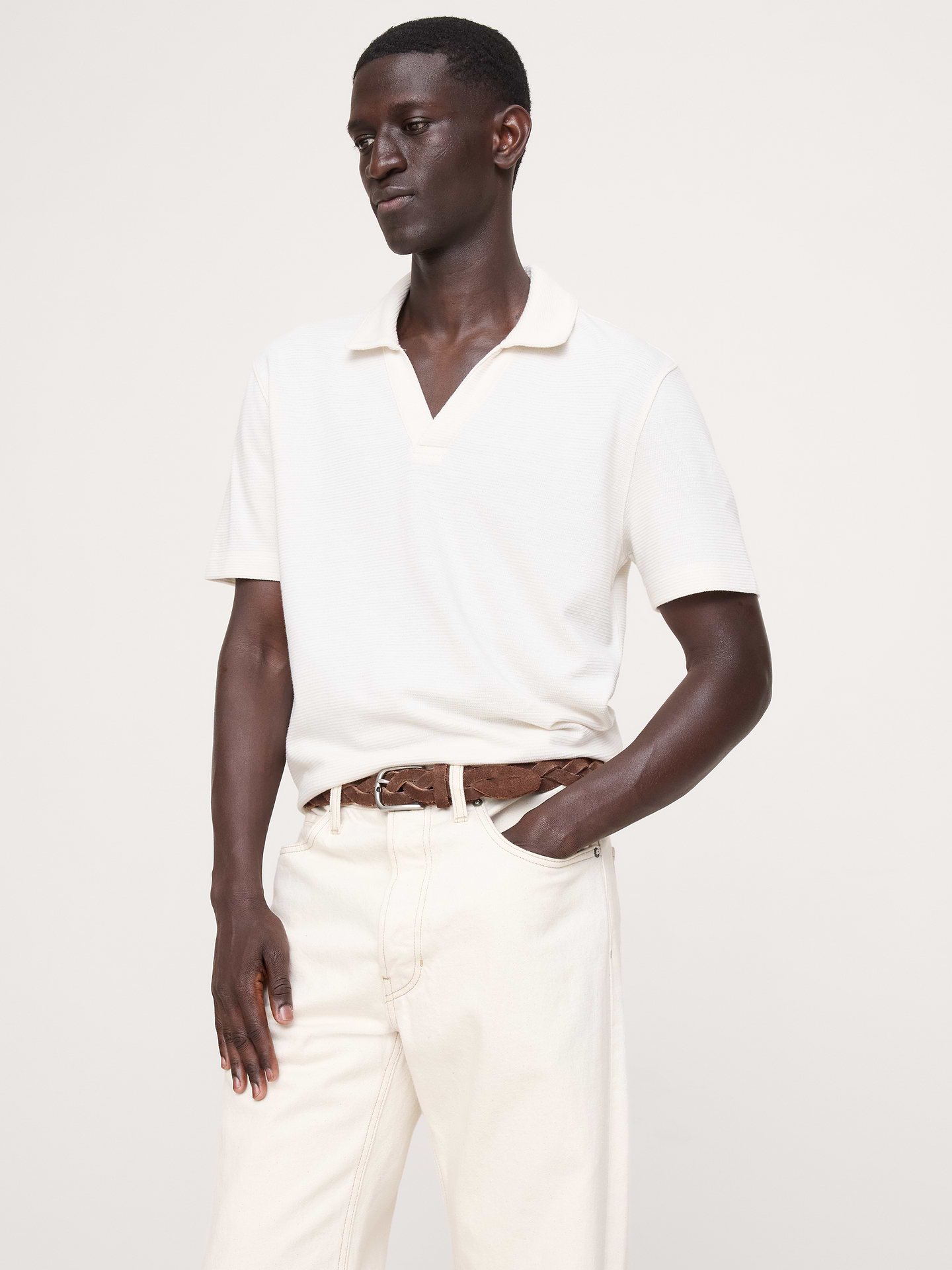 Image number 1 showing, Mesh Johnny-Collar Polo