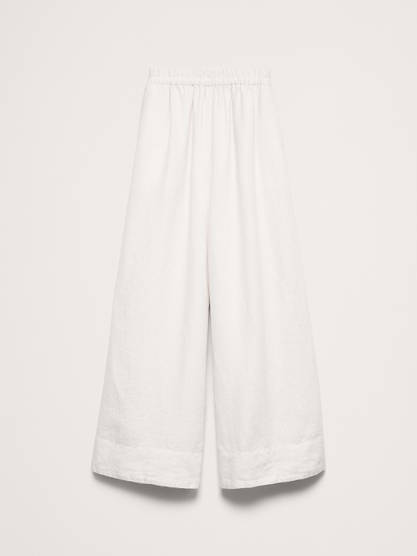 High-Rise Wide-Leg Linen Pull-On Ankle Pant