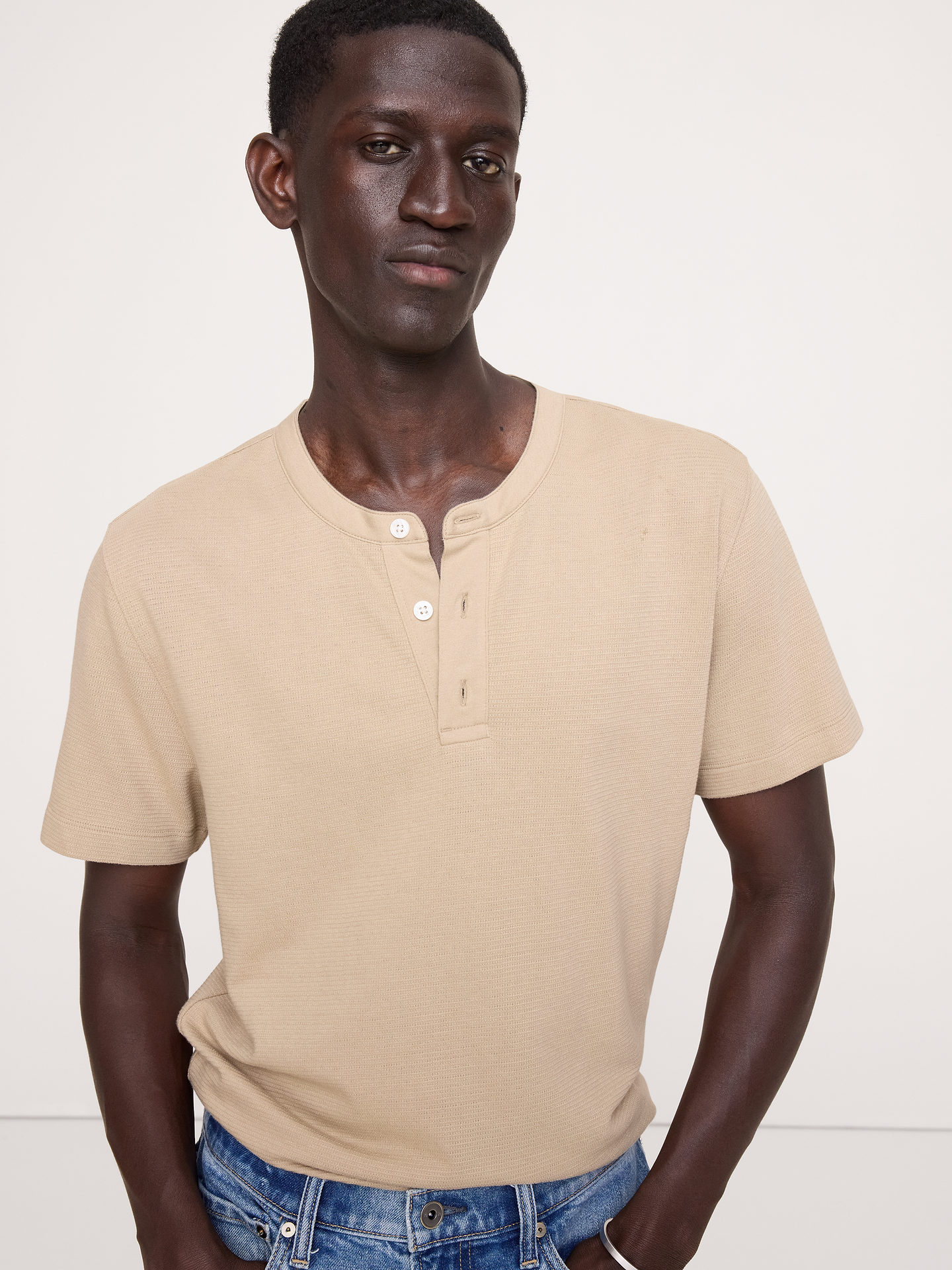 Image number 1 showing, Mesh Henley T-Shirt