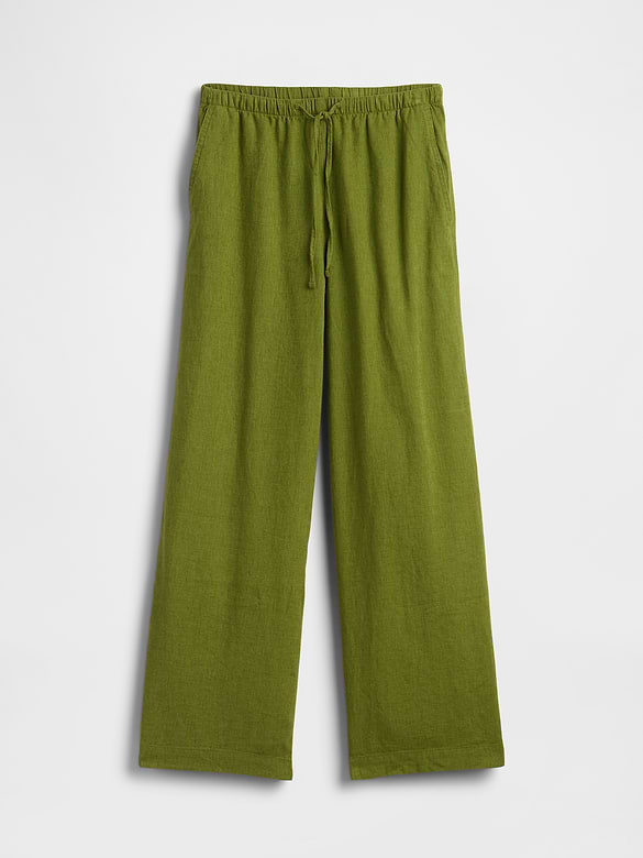 Relaxed Linen-Blend Wide-Leg Pants