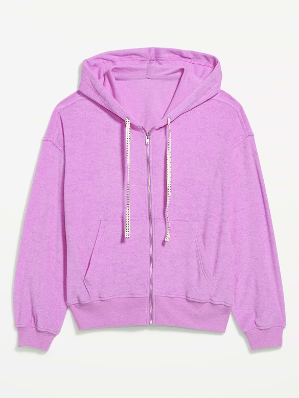 Terry Cloth Full-Zip Hoodie Sweatshirt