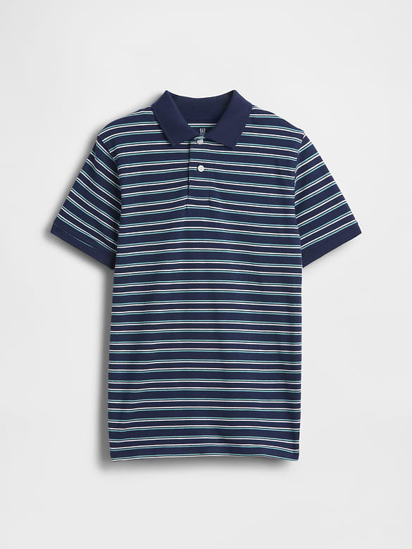 Kids Stripe Pique Polo Shirt
