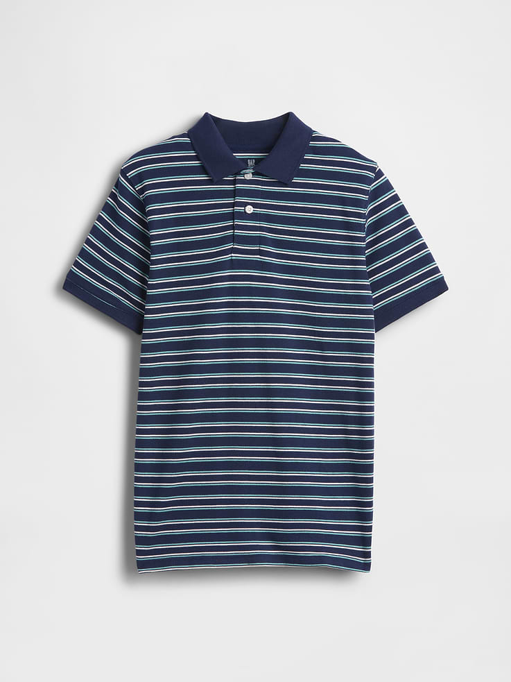 Image number 1 showing, Kids Stripe Pique Polo Shirt