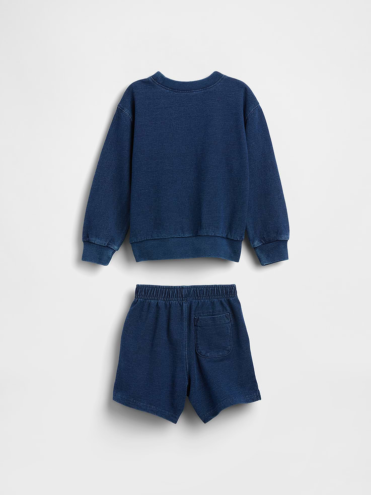 Image number 2 showing, Baby & Toddler Indigo Terry Outfit Set
