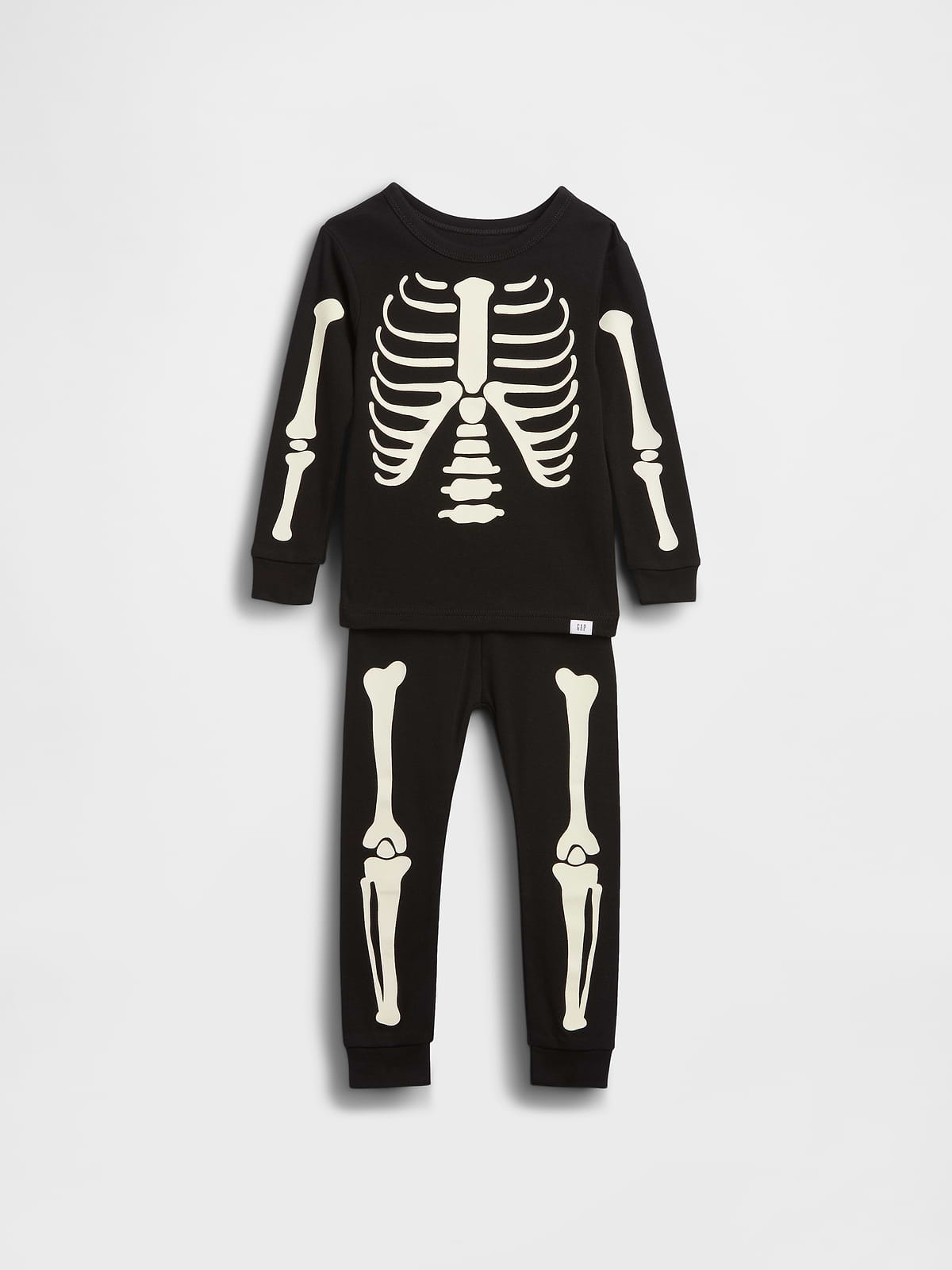 Kids & Baby Organic Brushed Cotton Glow-In-The-Dark Skeleton PJ Set