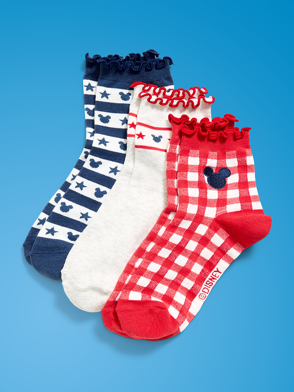 Old Navy x Disney Mickey Mouse Quarter-Crew Socks 3-Pack for Women