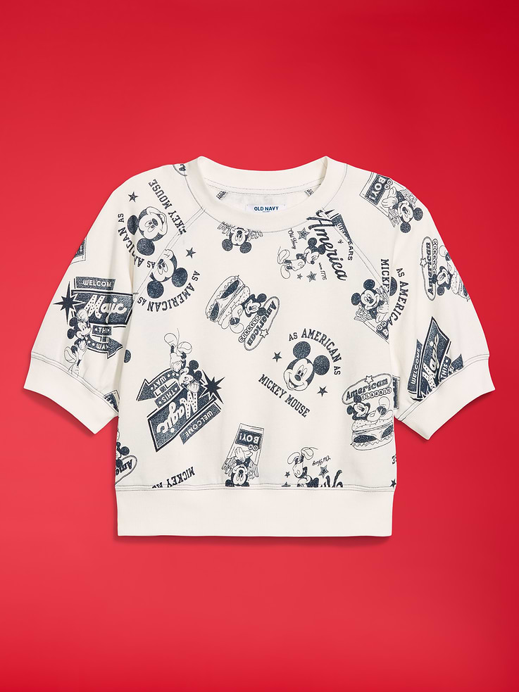 Image number 4 showing, Old Navy x Disney Mickey Mouse Short-Sleeve Cropped Raglan Fleece Sweatshirt for Women