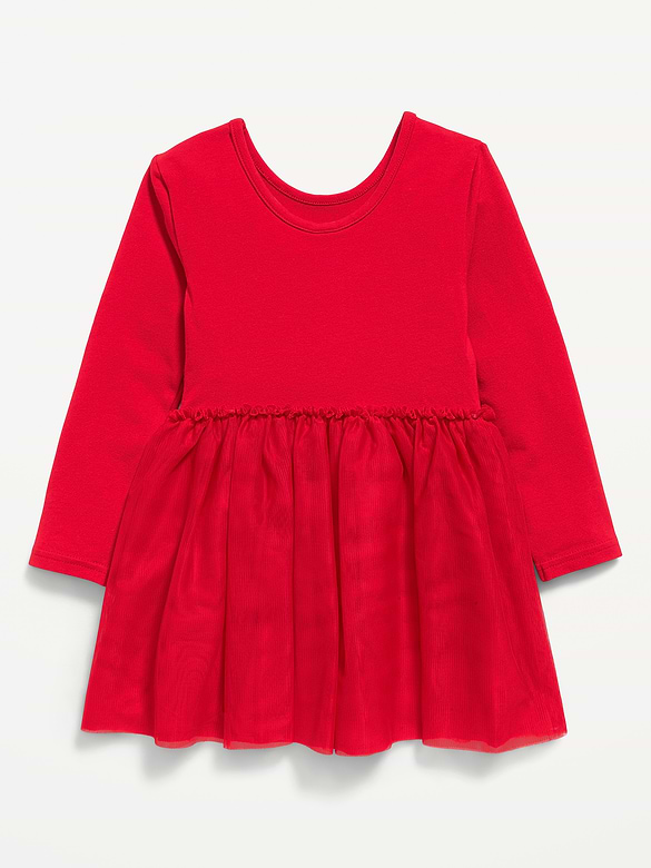 Long-Sleeve Holiday Tutu Dress for Toddler Girls