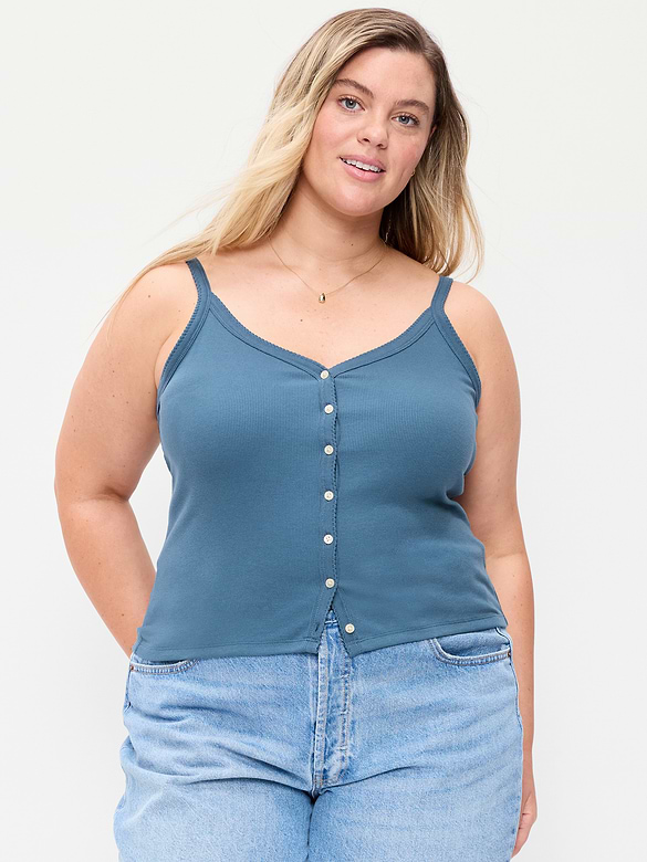 Button-Front Cami Tank Top