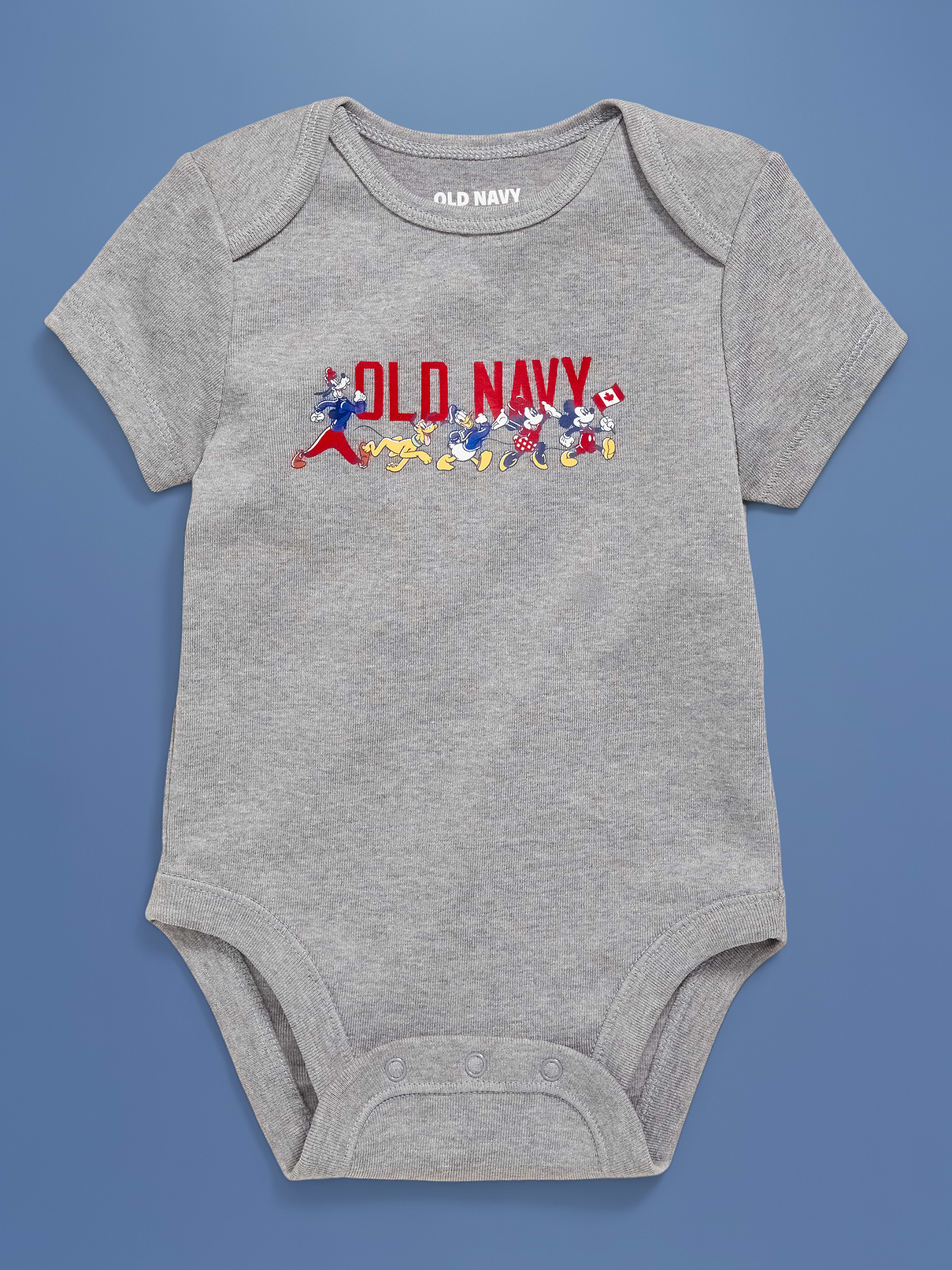 Image 1 of 5, Two icons, together at last. Browse the collection for the whole fam., rib-knit envelope neckline, short sleeves, snaps along inseam, licensed logo graphic, © Disney, Product #767161