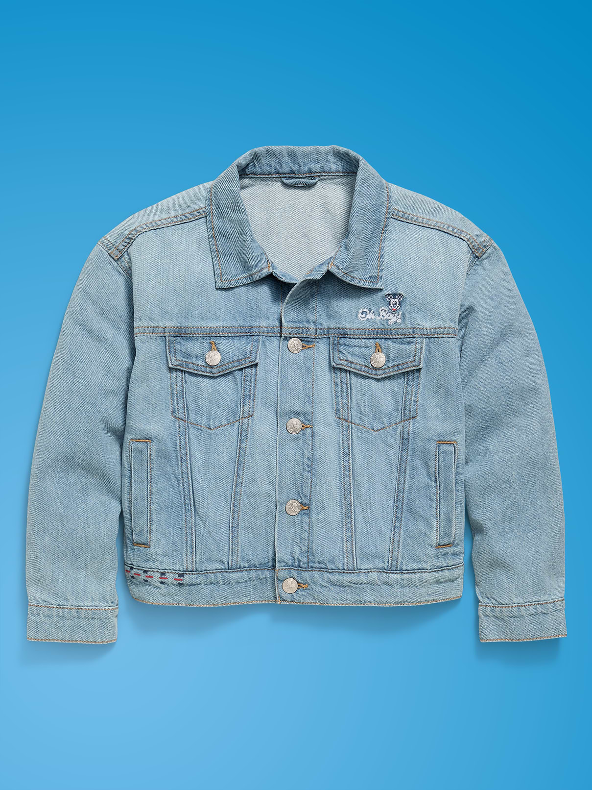 Image number 2 showing, Old Navy x Disney Mickey Mouse Gender-Neutral Denim Trucker Jacket for Kids