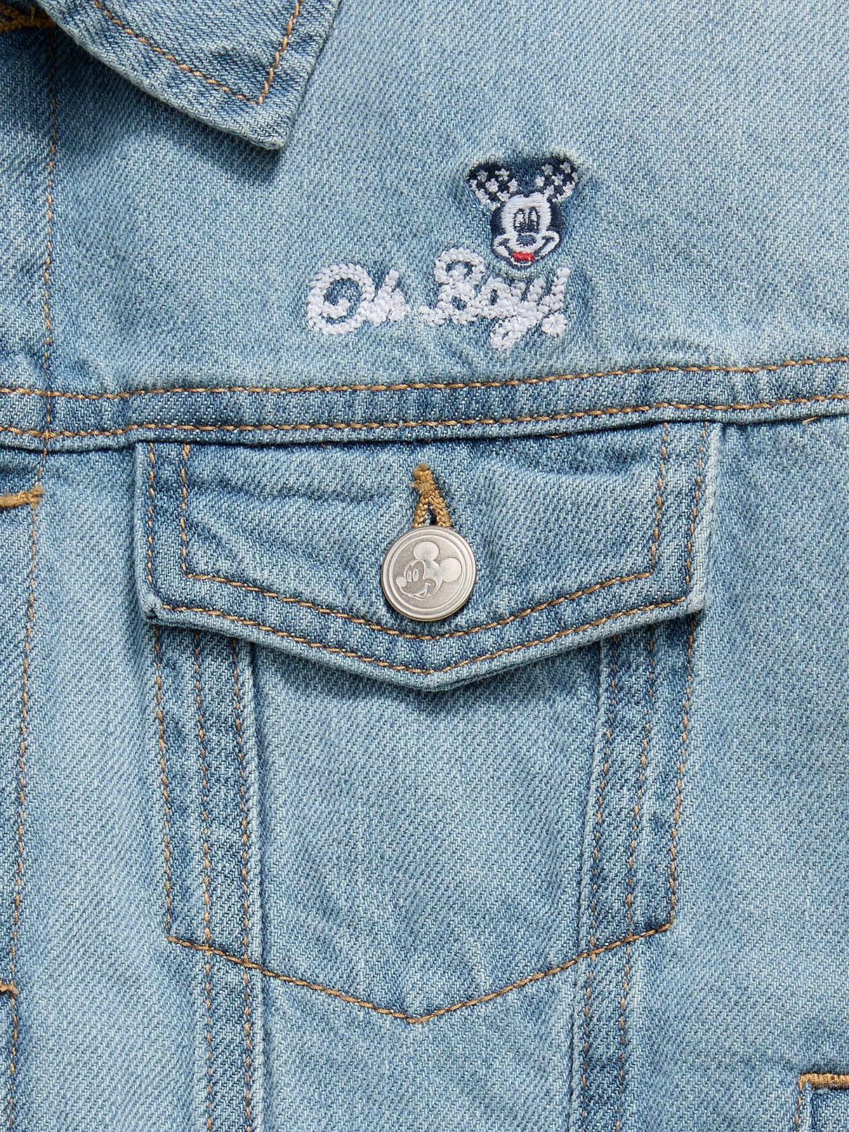 Image number 3 showing, Old Navy x Disney Mickey Mouse Gender-Neutral Denim Trucker Jacket for Kids