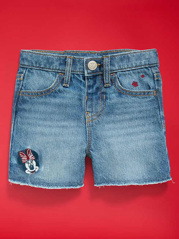 Old Navy x Disney Minnie Mouse Embroidered Frayed-Hem Jean Shorts for Toddler Girls
