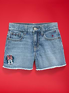 Image number 4 showing, Old Navy x Disney Minnie Mouse Embroidered High-Waisted Frayed-Hem Jean Shorts for Girls